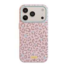 Funda de teléfono con estampado de leopardo y estrella GUCADI, compatible con Apple 17pm, 18 Pro, estilo coreano dulce y fresco, brillante 15, carcasa suave 16, personalizada 13, estilo femenino, estilo vintage, estilo geométrico, estilo minimalista, estilo de bloques de color, estilo de nicho, estilo - Polvo de fresa - Ver 4