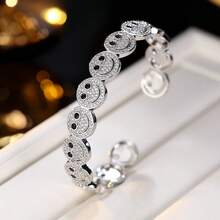 Silver Smiling Face Bracelet, Delicate And Minimalist Design, Suitable For Dates, Gatherings, Party Gifts - Multicolor - View 4