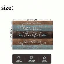 1/4/6pcs Autumn Series Blue & Brown Patchwork Distressed Wood Grain Pattern Printed Placemats, Heat Resistant Table Protector For Home Kitchen, Dining Table, Party Decor - Multicolor - View 5