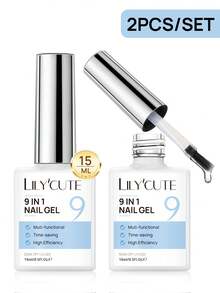 LILY'CUTE 2PCS 9‑In‑1 15ml UV Curing Nail Art Gel, Supports Nail Tip Extension, Surface Reinforcement, Color Mixing & Rhinestone Stick, Beginner‑Friendly Manicure Kit For Home Use & Gifting - 2pcs - View 13