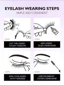 10 Pairs Exaggerated Demon Spike False Eyelashes, European And American Style Dense Voluminous Lightweight Strip Lashes, Fluffy D-Curl 3D Cartoon Anime False Eyelashes, Soft Reusable Cat Eye Lashes, Suitable For Party And Daily Wear - Black - View 9
