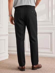 Officeau Men's Black Straight Leg Suit Pants, For Formal Business/Office, Gift For Father/Husband - Black - View 2