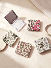 1PC Millennium Y2K Series Portable Vanity Mirror, Foldable Lightweight Ultra-Thin Convenient Hand Mirror, Durable PU Leather, Suitable For Multiple Scenarios And All People, Foldable Small Square Mirror, Pocket Mirror - Multicolor - View 1