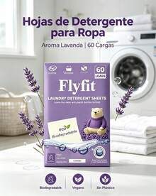 Hojas Detergentes para Ropa Flyfit x Teddy Island Aroma Lavanda, 60 Cargas Biodegradables Ecológicas Sin Plástico - Predeterminado - Ver 1