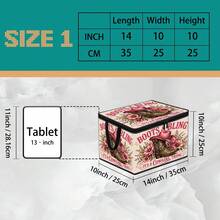 Multi-Size Options, American Vintage Print Foldable Storage Box With Zipper Handle, Upgraded Fabric Large Capacity Storage Bin, Suitable For Closet, Dorm, Underbed Storage, Organizing Clothes, Bedding, Miscellaneous Items, Home Moving Organization - Multi-color - View 13