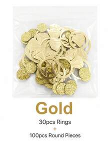 130 PCS Diamond Ring Confetti, 30 Paper Rings + 100 Round Confetti Pieces. Gold & Silver Glitter Throwing Confetti For Wedding, Proposal, Bridal Party, Wedding Anniversary, Candlelight Dinner. Themed Party Decor Table, Bed & Dining Table Decoration - Multicolor - View 11