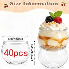 Clear Round Sphere Small Cup, Minimalist Smooth Body With Transparent Texture, Suitable For Desserts, Yogurt, Oatmeal, Jam And Snacks, Perfect For Home Gatherings, Party Platters, Bakery Displays, Compact And Versatile, Stackable Storage, Great For Daily Food Presentation - Transparent - View 17