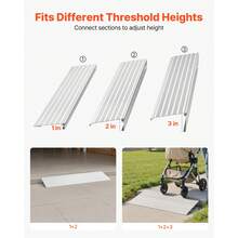 Door Threshold Ramp, 3 Inch Rise, Aluminum Alloy Threshold Ramp Rated 800 Lbs Load Capacity, Handicap Ramps For Home Steps For Wheelchair, Scooters, Power Chairs, Walkers, Bicycle, Tricycle - 3 Inch - View 6