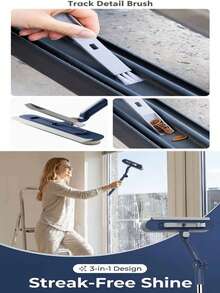 This 47.24-Inch Long 3-In-1 Window Cleaning Tool Set Includes A Multi-Functional 360-Degree Rotating Household High-Rise Window Scraper (Mop Clip And Air Freshener Are Also Sold Separately). - Splicing Rod Rotating Type - View 7