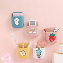 1pc Wall-Mounted Remote Control Holder With Phone Charging Station, No-Drill Adhesive Installation. Bedside Minimalist Storage For Remote, Glasses, Keys, Sturdy And Durable, Perfect Storage Solution For Tech Enthusiasts In Small Spaces - View 5