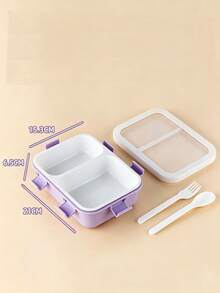 850ml Multi-Compartment Lunch Box, 304 Stainless Steel And PP Material Divided Meal Container, Includes Fork And Spoon Set, Leak-Proof Design, Suitable For School, Office And Travel, And Reusable - Multicolor - View 20