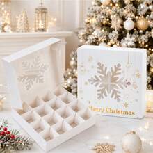 4pcs/1pc Merry Christmas Window Slot Layered Cupcake Cookie Candy Packaging Box, Santa Claus Reindeer Snowflake Gift Box - Multicolor - View 6