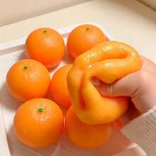 1pc New Realistic Orange Squeeze Ball, Building Block Particle Filled Crunchy Sensation Stress Relief Toy, Crisp Sound Fingertip Fidget Toy, Suitable For Adults And Children 3 Years And Above, Simulation Fruit Toy - Orange - View 6