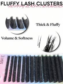 280PCS D Curl Mixed DIY Eyelash Extension,Soft Lightweight Reusable False Lashes,Cluster Lashes,Individual Eyelashes,Fluffy Wispy Lashes,Natural Look,Suitable For Beginners,Perfect For Daily Makeup,Wedding,Party,Travel,Halloween,Christmas - D - View 4