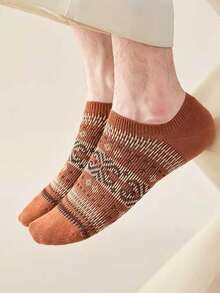 1/5 Pairs Men's Vintage Short Socks, Casual Breathable Sweat-Absorbing Invisible Socks, Couple Socks, Unisex, Suitable For Daily Wear, Sports, Back To School Season - Multicolor - View 5
