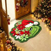 The Grinch 聖誕主題羊絨質感浴室地墊，加厚吸水浴室墊，玄關門墊，聖誕裝飾禮物 - 查看 1