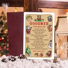 1pc Funny Elf Christmas Farewell Card (With Envelope) - Santa's Farewell Message & Naughty List - Humorous Holiday Card, Gift For Family And Friends, Winter Celebration - Multicolor - View 3