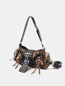 2026 New Women's Underarm Bag, Large Capacity Korean Style, High-End Fashion Vintage Motorcycle Rivet Shoulder Bag - Multicolor - View 3