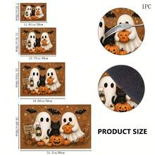 1pc Halloween Ghost Pattern Kitchen Absorbent Drying Mat, Fun Horror Style, Suitable For Halloween, Autumn Kitchen Countertop, Dining Table, Coffee Machine And Party Decoration - Multicolor - View 6
