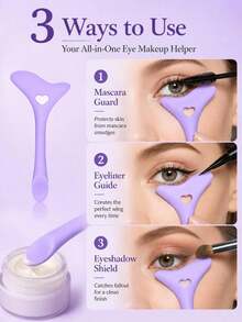 1 Set Silicone Eyeliner Tool Multi-Function Makeup Assistant + Eyeshadow Brush Reusable Eyelash Holder Tool, Suitable For Eye Makeup, Nose Contour Brush Guide Beauty Tool, Professional Makeup Template Assistant, Suitable For Beginners, Unisex, Home Or Salon Use, Makeup Tool Accessories, Vanity Accessories, Accessories, Gifts, Pink, Gifts For Women, Vanity Accessories, Makeup Accessories, Gifts For Women - Multicolor - View 4