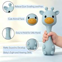 2pcs/Set Silicone Giraffe Rattle Toy Set, Sand Shaker Rattle + Hollow Ball Rattle, Easy To Grip And Clean, Toy Set Loved By Both Baby Boys And Girls, Newborn Gift, Christmas And Halloween Gift - Multicolor - View 2