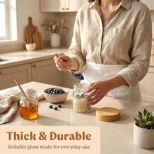 4/8-Pack Overnight Oats Containers With 4/8pcs Spoons And Bamboo Lids, Glass Jars With Airtight Lids For Meal Prep, Wide Mouth Mason Salad Jars, Glass Food Storage Container For Yogurt Chia Snacks Spice Sugar - Variant - View 2