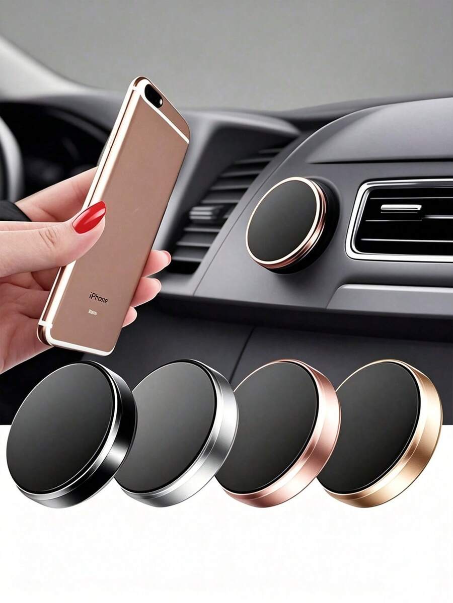 2pcs/1pc Car Round Magnetic Phone Holder, Strong Magnetic Car Mount, Multi-Angle Adjustable, Dashboard Adhesive Installation, Convenient For Driving Navigation And Calls, No Obstruction Of View, Magnetic Design For Quick Access