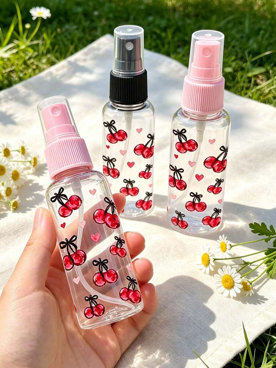 Clear Spray Bottle With Cherry Bow Pattern,Perfume Refillable Bottle,Multi-Functional Fine Mist Spray Bottle,Portable Decanting Bottle Container - Multicolor - View 1
