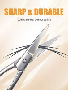 1pc Stainless Steel Eyebrow Scissors Multi-Function Beauty Grooming Set Suitable For Eyelash And Nose Hair Trimming - Silver - View 4