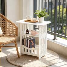 Modern Minimalist Multifunctional Mini Square Bedside Table, Space-Saving Design, Practical Storage Rack, Works Great As Nightstand Or Small Side Table For Bedroom And Living Room - White - View 6
