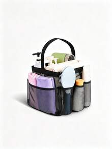 Baby Care Storage Tote Bag, Multi-Pocket Mesh Storage Basket, Portable Baby Supplies Organizer Bag, Suitable For Diapers, Towels And Daily Essentials - Black - View 8