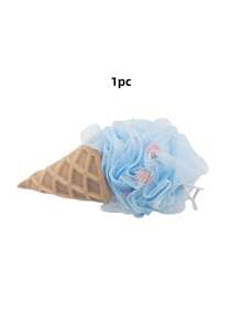 1pc Cute Cartoon Rainbow Ice Cream Shaped Bath Sponge, Soft And Premium Texture Creative Bath Flower Ball, Soft Lathering, Suitable For Home Bathing And Cleaning, Household Bath Shower Cleaning Supplies - Multicolor - View 6