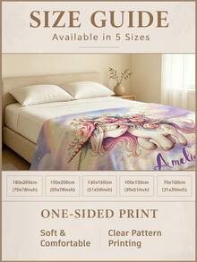 1pc Customized Name Blanket, Personalized Bed Blanket, Cute Unicorn Print, Can Print Name, Rainbow Decoration, Personalized Blanket, Cute Blanket, Comfortable Blanket, Home Gift, Birthday Gift, Christmas Gift, Personalized Gift, Gift For Son/Daughter, Gift For Friends - Style 3 - View 7