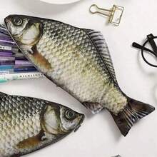 1pc Creative Realistic Carp Zipper Pencil Case, Pencil Box, Makeup Bag, Fun Student Stationery Box, Large Capacity Novelty Stationery Bag, Party Gag Accessory, Suitable For Student Campus Daily Use, Desk Storage, Learning Supplies, Pencil Pouch, Back To School Season Gift - Black - View 14