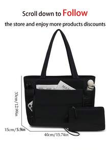 Women's Tote Bag, Lightweight Fluffy Handbag, Suitable For Travel, Work, Beach, Gym, Shopping - Black - View 2