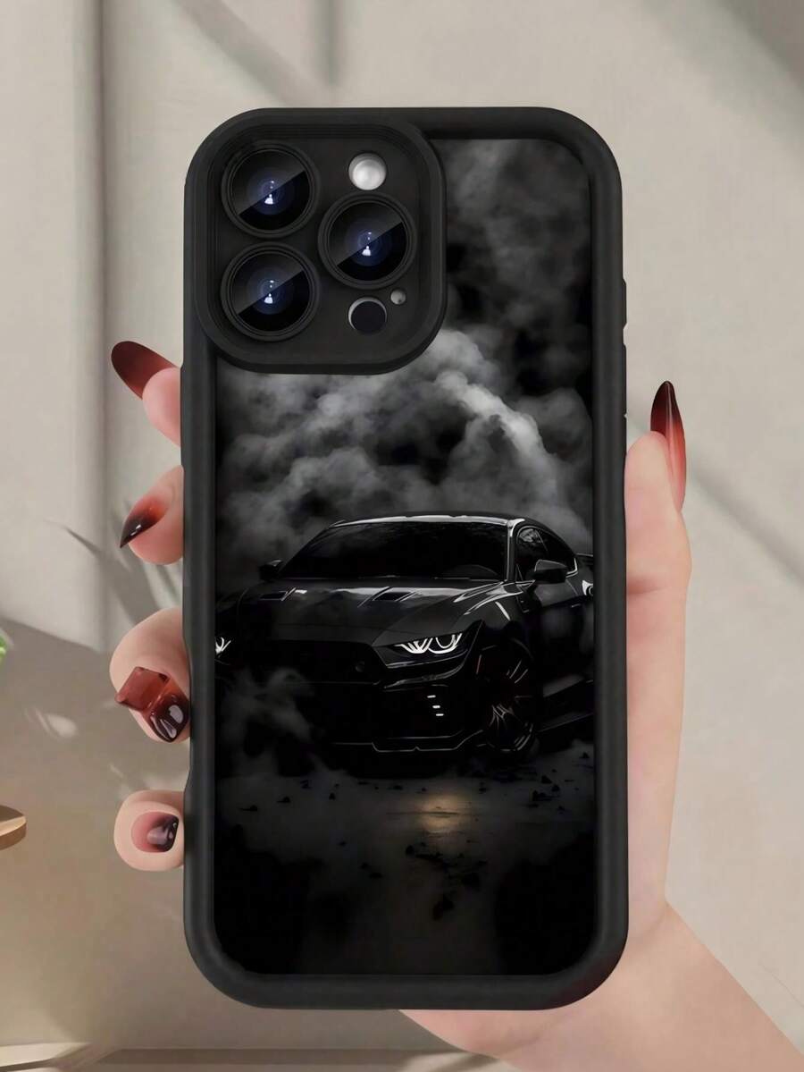 A Creative Luxury Spotlight Sports Car Fashion M Series Element Sky Eye Photo Frame Frosted Compatible With IPhone 11/12/13/14/15/16/17Promax Soft Full-Coverage Phone Case - Black - View 1