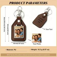 1pc Customized Leather Keychain, Personalized Heat Transfer PU Leather Keychain For Men (1pc), Supports Custom Pattern, Photo And Logo, Creative Father's Day Gift Or Souvenir, Gift For Dad, Christmas Gift - Black - View 6