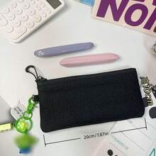 Transparent Mesh Zipper Pencil Case, Large Capacity Aesthetic Stationery Storage Bag, Suitable For School And Office Supplies - A - View 5