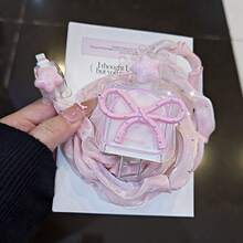 Casing Pelindung Kepala Charger Pita 3D Warna Pink Feminin, Aksesori Bintang, Jala Berlian Imitasi, Kabel Data, Set Pelindung Anti Aus Lengkap - Berwarna merah muda - View 3