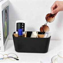 1pc 5-Slot Black Plastic Toothbrush Holder With Dividers - Lightweight Freestanding Bathroom Organizer, Suitable For Electric Toothbrushes, Toothpaste And Razors, Can Be Placed On Countertop, Bathroom Storage Organizer, Countertop Storage Rack, Lightweight Freestanding Bathroom Storage Rack, Modern Bathroom Accessory, Durable - Multicolor - View 6