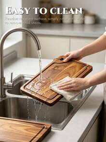 1pc Solid Wood Cutting Board, High-Quality Handmade Kitchen Cutting Board, Durable And Mold-Resistant, Basic Kitchen Tool, Suitable For Home Cooks And Cooking Enthusiasts, Used For Cutting Meat, Cheese, Cooked Food, Bread, Vegetables And Fruits, Home Gift, Kitchen Decoration, Chopping Board, Cutting Board, Camping, Outdoor Supplies, Cooked/Raw Food Separation, Home Fruit And Vegetable Cutting Board, Home Sorting Cutting Board, Used For Food Preparation, Natural Wood Material, Perfect For Restaurant And Home Cooks - View 7