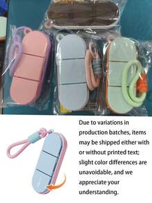 1/2PCS Dopamine Color Portable Pill Box With Woven Lanyard, 3-Compartment Silicone Seal Ring, Travel Vitamin Supplement Storage Box - Multicolor - View 11