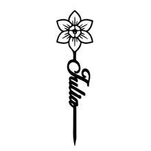 1pc Customized Floral Memorial Stake, Metal Tombstone, Rose Cemetery Plaque, Birth Flower, Memorial Garden Stake - Black - View 37