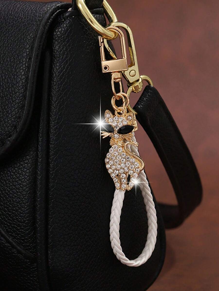 1Pc Eyeglasses Cat High-End Keychain, Bag Hanger, Cat Pendant Keychain, Bag Accessories, Women's Accessories, Gift For Friends - Multicolor - View 1