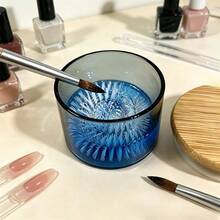 1pc Round Spiral Brush Filter Nail Art Brush Cleaning Cup, Nail Art Brush Light-Proof Cleaning Box, Multi-Function Cleaning & Soaking Box, Rhinestone Pearl Glitter Storage Box - Multicolor - View 5