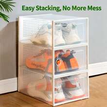2pcs Thickened Transparent Flip-Top Shoe Boxes, Stackable Shoe Storage Organizer, Easy Installation, Space-Saving Shoe Storage Boxes, Suitable For Closet And Bedroom - Multicolor - View 4