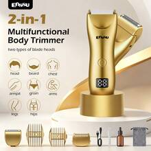 ENSSU Alat Cukur Rambut Tubuh Multifungsi Pria 2-in-1 Emas, Baterai Isi Ulang 600mAh, Alat Cukur Listrik 6-in-1 dengan Alas Pengisi Daya, Pengisian Cepat USB, Waktu Penggunaan 60 Menit, Alat Cukur Rambut Tanpa Kabel untuk Mencukur Jenggot dan Rambut Tubuh - alat cukur - View 2