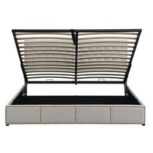 Upholstered Bed,King Size Bed,With Hydraulic Lever, Functional Storage Bed, Rivet Decoration, Without Mattress, Linen - LIGHT GREY + Linen + 150cm*200cm - View 10