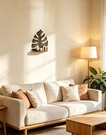 Wooden Decorative Candle Tray, Leaf Design Wall Mount Tray, Leaves Candle Stand Holder For Bedroom Living Room Home Decor - Brown - View 9