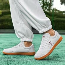 Men's Faux Leather Tai Chi Kung Fu Shoes, Lace‑Up Non‑Slip Martial Arts Training Sneakers - White - View 5